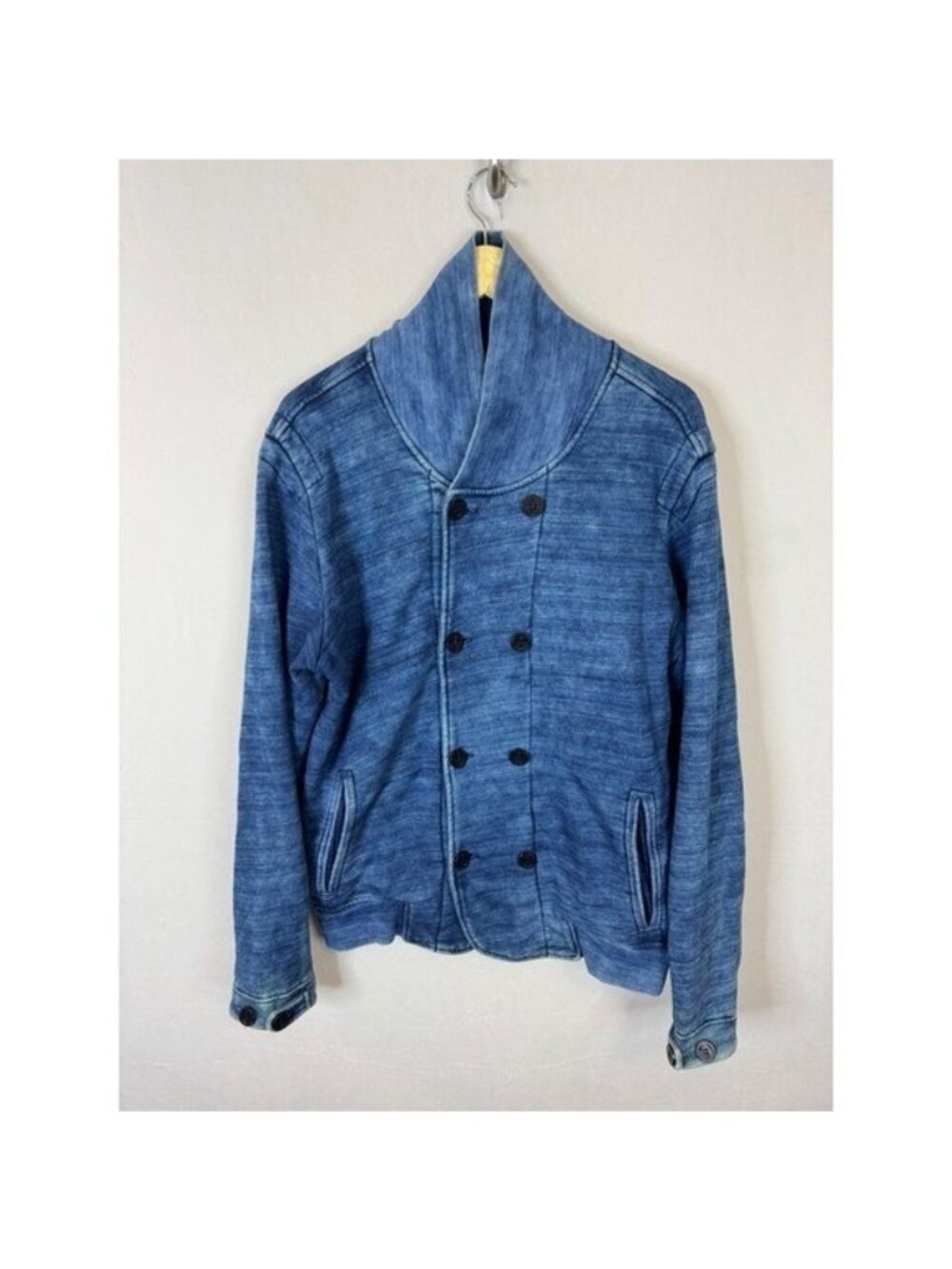 Diesel Men Indigo Blue Double Breasted Shawl Collar Cotton Cardigan Sweatshirt L